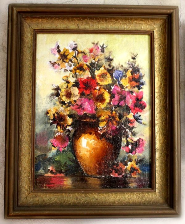 Картина Мераб Кочиев натюрморт "Цветы в горшке"